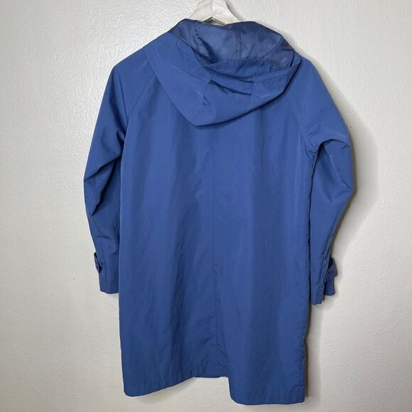 L.L. Bean Jacket Woman's Small Blue Full Zip Hooded Rain Coat Pockets Casual - Picture 8 of 11